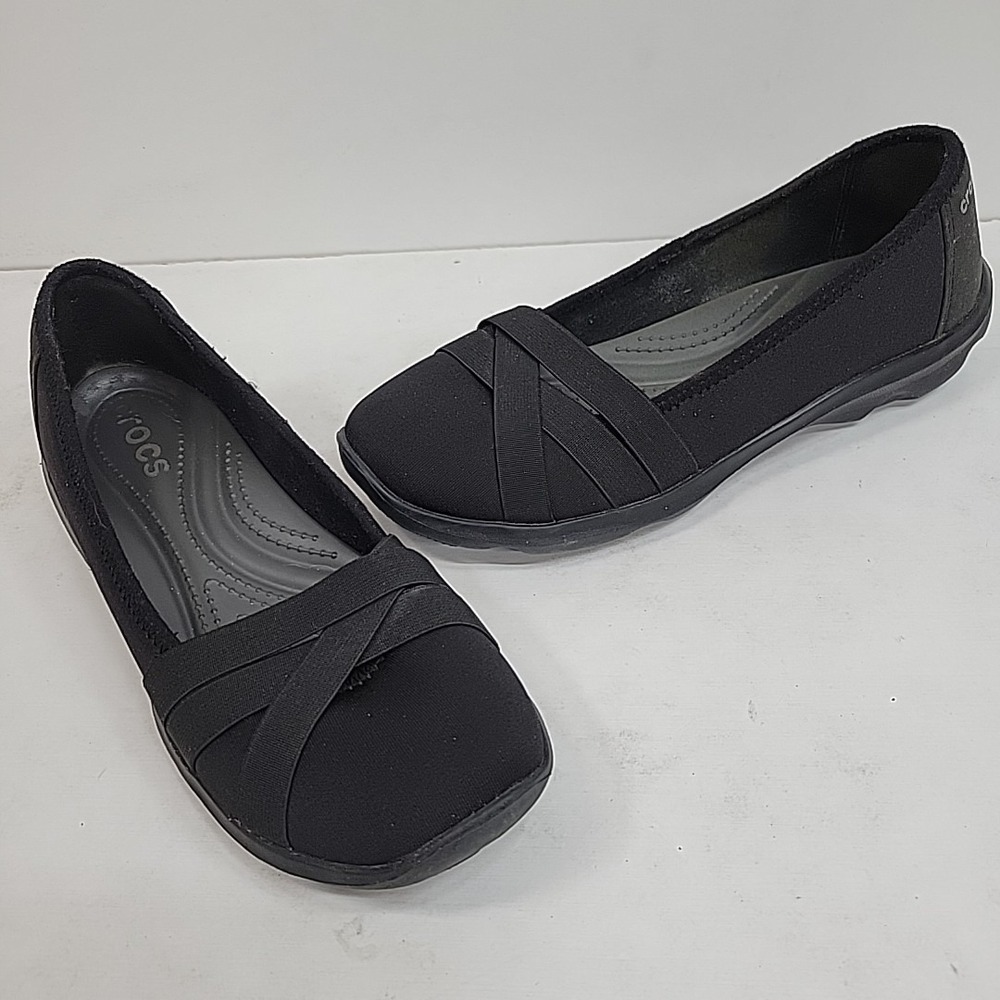 CROCS Mary Jane Black Balletcore Goth Punk Women's Sz 6 M Minimalist Preppy